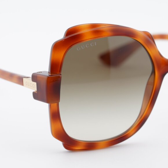 Gucci GG1431S 002 Sunglasses Havana Square Frame, Brown Lenses main image 4